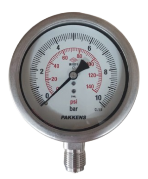 Pakkens Alt Bağlantılı Kuru Tip Manometre Ø100 mm 10 Bar 1/2''