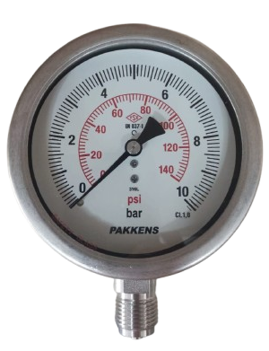 Pakkens Alt Bağlantılı Kuru Tip Manometre Ø100 mm 10 Bar