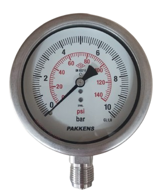 Pakkens Alt Bağlantılı Kuru Tip Manometre Ø100 mm 10 Bar
