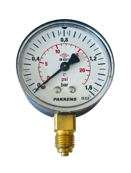 PAKKENS Alt Bağlantılı Kuru Tip Manometre Ø63 mm 1,6 Bar