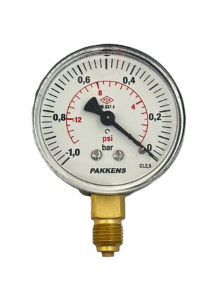 PAKKENS Alt Bağlantılı Manovakummetre Ø63 mm -1/0 Bar