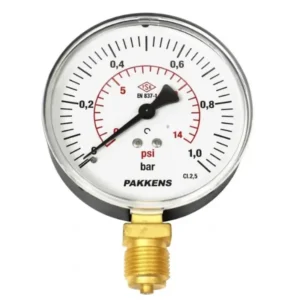 PAKKENS Alt Bağlantılı Manometre Ø100 mm 1 Bar CL 2,5 1/2''
