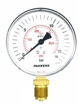 PAKKENS Manometre Ø100 mm Alt Bağlantılı 16 Bar