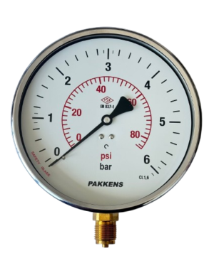 PAKKENS Alt Bağlantılı Manometre Ø160mm 6 Bar
