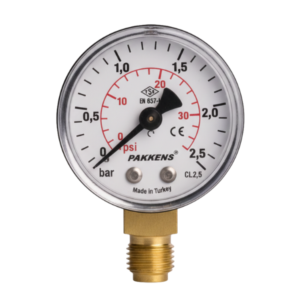 Pakkens Manometre Ø63 mm 2,5 Bar 1/4'' Alt Bağlantılı