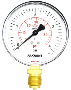 PAKKENS Alt Bağlantılı Manometre Plastik Gövde Ø63 mm 4 Bar 1/4''