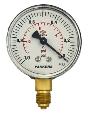 Pakkens Alt Bağlantılı Manovakummetre Ø100 mm -1/0 Bar