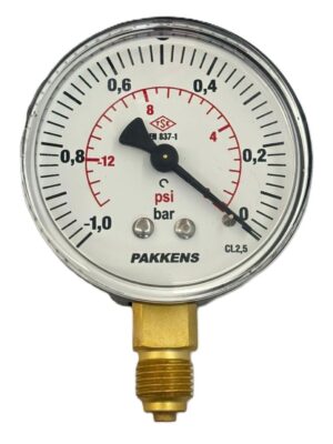 Pakkens Alt Bağlantılı Manovakummetre Ø100 mm -1/0 Bar