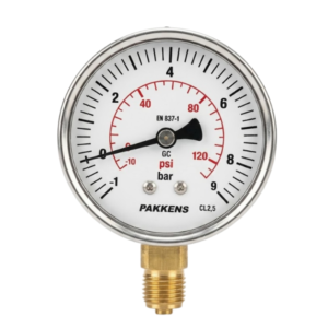 PAKKENS Alt Bağlantılı Vakummetre Ø63mm -1/+9 Bar