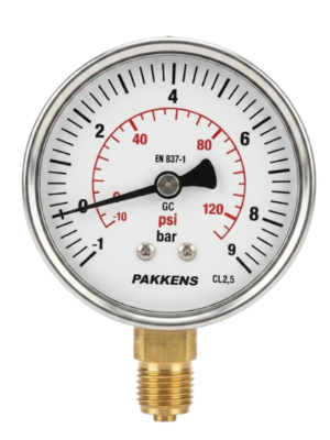 PAKKENS Alt Bağlantılı Manovakummetre Ø63mm -1/+9 BAR