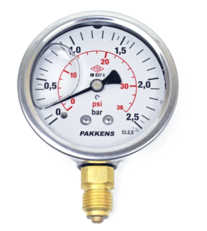 PAKKENS Gliserinli Manometre 63mm 2.5 Bar 1/4''