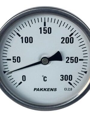 Pakkens Termometre Ø100mm 0-300°C 1/2 20cm Arka Bağlantılı