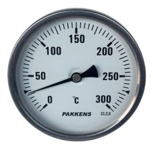 Pakkens Termometre Ø100mm 0-300°C 1/2 20cm Arka Bağlantılı