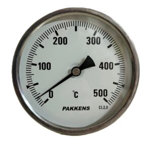 PAKKENS Arka Bağlantılı Termometre Ø100mm 500°C 1/2 20cm