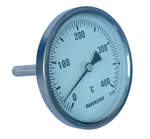 Pakkens Arka Bağlantılı Bi-Metal Termometre Ø63mm 400°C 20cm