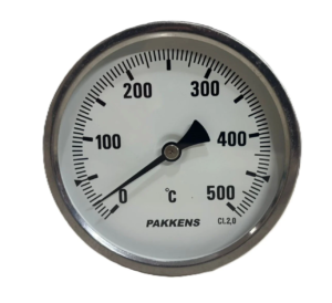 PAKKENS Arka Bağlantılı Bimetal Termometre Ø63mm 500°C 1/2'' 20cm
