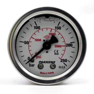 PAKKENS Arka Bağlantılı Gliserinli Manometre Ø63 mm 0-250 Bar