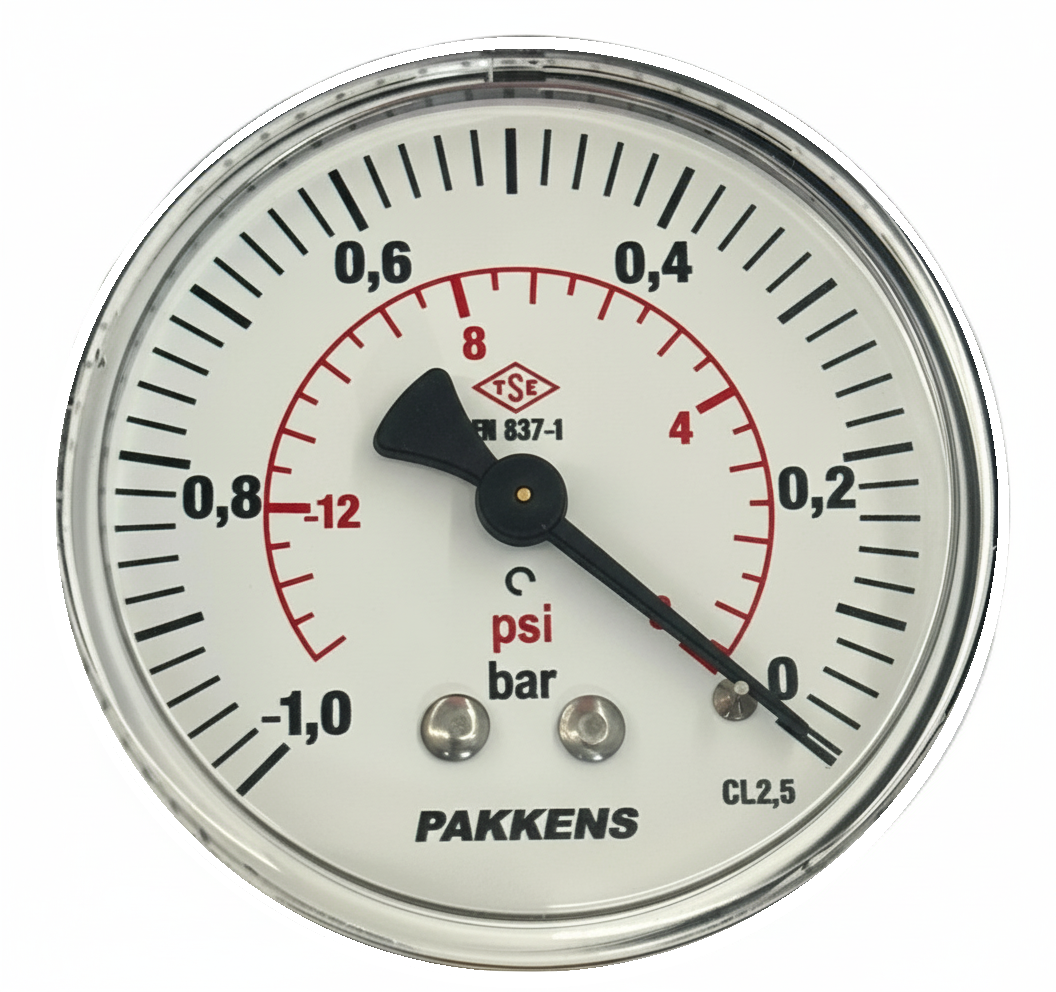Pakkens Vakummetre Ø100mm 1/4 Arka Bağlantılı -1/0 Bar