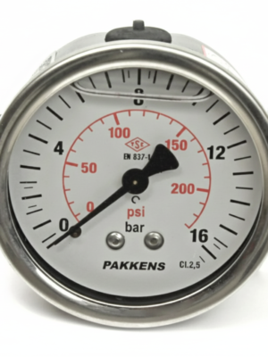 PAKKENS Arka Bağlantılı Pano Tipi Gliserinli Manometre Ø100 mm 16 Bar