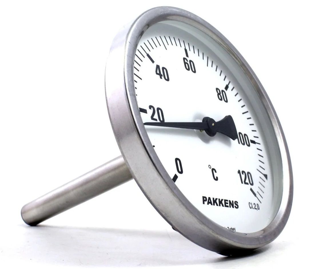 PAKKENS Bimetal Termometre 100mm 120°C 1/2'' 30cm