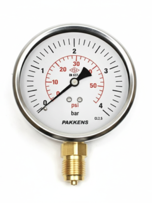 PAKKENS Alt Bağlantılı Manometre Ø100 mm 4 Bar