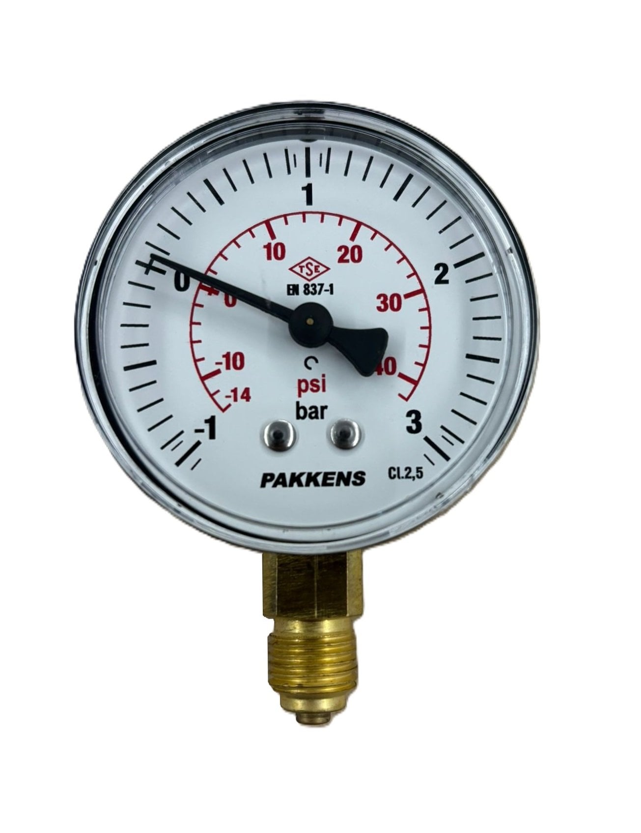 PAKKENS Alt Bağlantılı Kuru Tip Manovakummetre Ø63 mm -1/+3 Bar