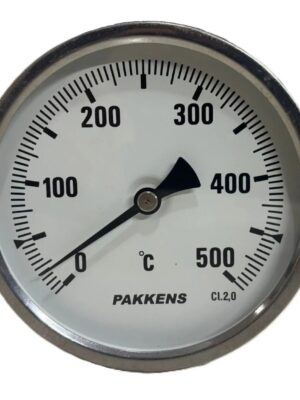 PAKKENS Bi-Metal Termometre Ø100mm 500°C Arka Bağlantılı 70cm