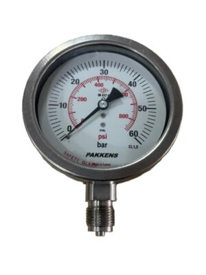 PAKKENS Alt Bağlantılı Paslanmaz Manometre Ø100 mm 60 Bar