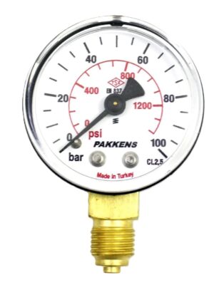 PAKKENS Alt Bağlantılı Manometre Ø40 mm 100 Bar