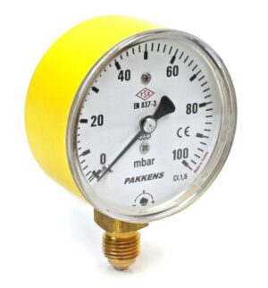 PAKKENS Kapsül Diyaframlı Manometre Ø63 mm 100 mbar 1/4''
