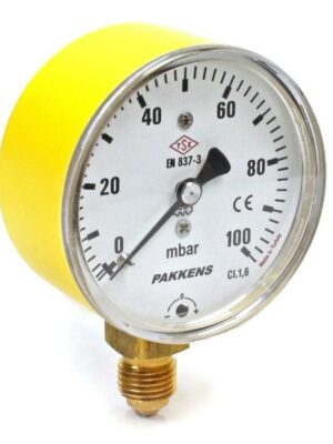 PAKKENS Kapsül Diyaframlı Manometre Ø63 mm 100 mbar