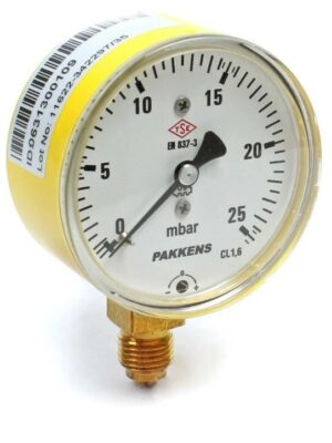 PAKKENS Alt Bağlantılı Kapsül Diyaframlı Manometre Ø63 mm 25 mbar