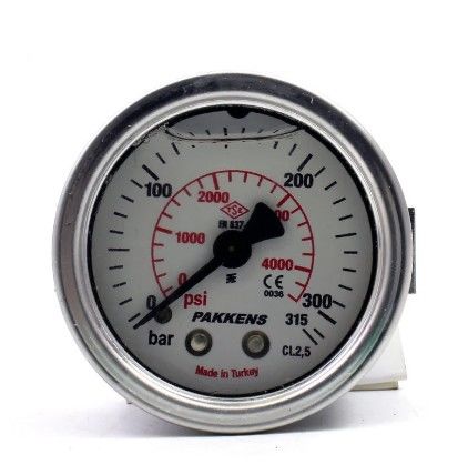 Pakkens Arka Bağlantılı Gliserinli Manometre 315 Bar 63 mm