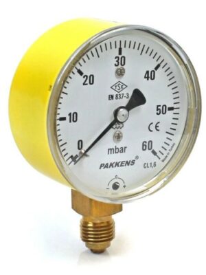 PAKKENS Kapsül Diyaframlı Manometre Ø63 mm 60 MBar