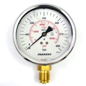 PAKKENS Alt Bağlantılı Gliserinli Manometre Ø63mm 600 Bar