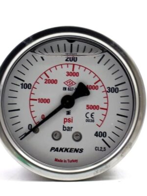 PAKKENS Arka Bağlantılı Gliserinli Manometre Ø50 mm 400 Bar