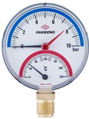 PAKKENS Alt Bağlantılı Kombine Ölçer Ø100 10 Bar/0-120°C