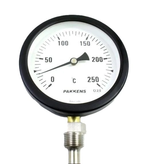 PAKKENS Alt Bağlantılı Termometre Ø100mm 250°C