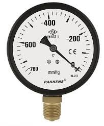PAKKENS Alt Bağlantılı Kuru Tip Manovakummetre Ø100 mm -1/0 Bar 1/2''