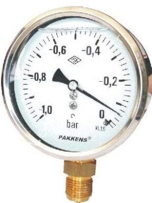 PAKKENS Alt Bağlantılı Gliserinli Manovakummetre Ø100 -1/0 Bar