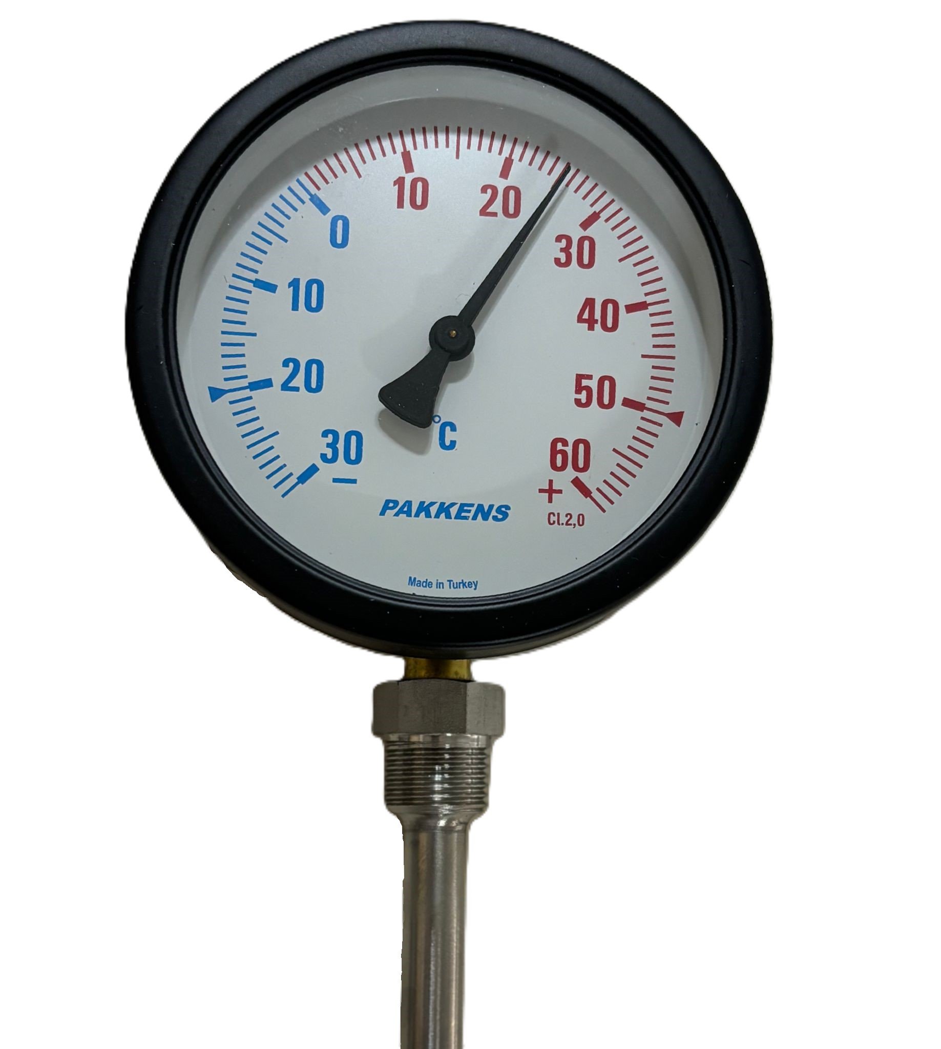 PAKKELS Alt Bağlantılı Termometre Ø100mm -30/+60°C 1/2''