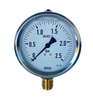 WIKA 113.53.100 Alt Bağlantılı Gliserinli Manometre Ø100mm 2,5 Bar