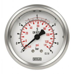 WIKA Arka Bağlantılı Gliserinli Vakummetre Ø63mm -1/+9 Bar