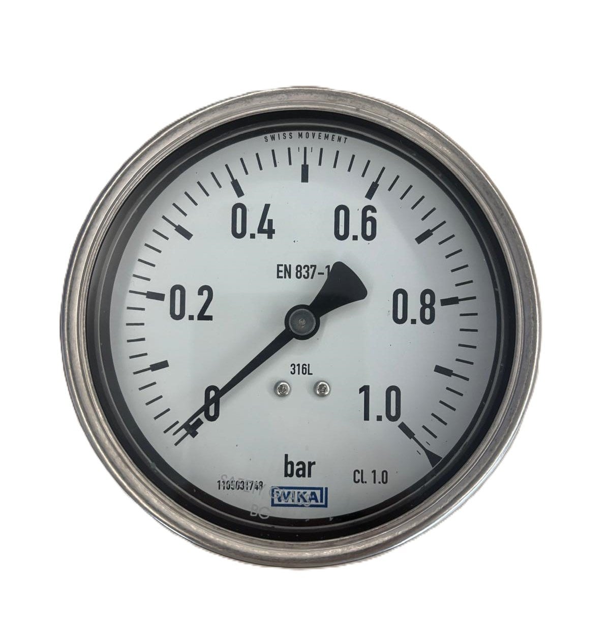 WIKA 232.50.100 Arka Bağlantılı Ekseni Kaçık Manometre Ø100mm 1 Bar